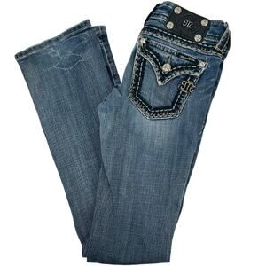 Vintage y2k Women's Low Rise Miss Me Blue Denim Bootcut Jeans Sz 26 JP5014-6